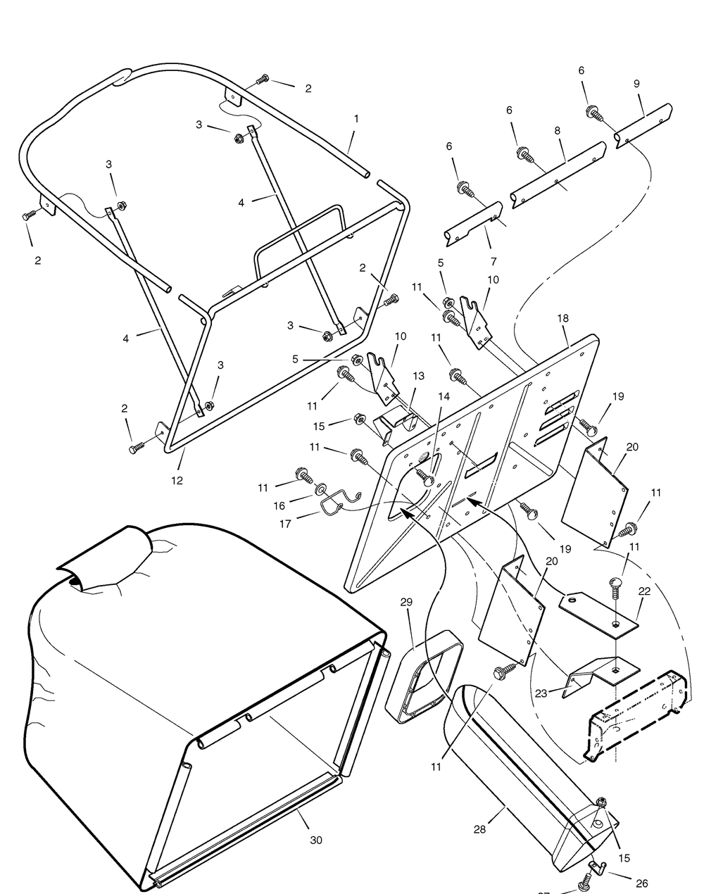 Grass Bagger Diagram and Parts List for 7800274-312006X51A 2008 Briggs and Stratton Lawn Tractor